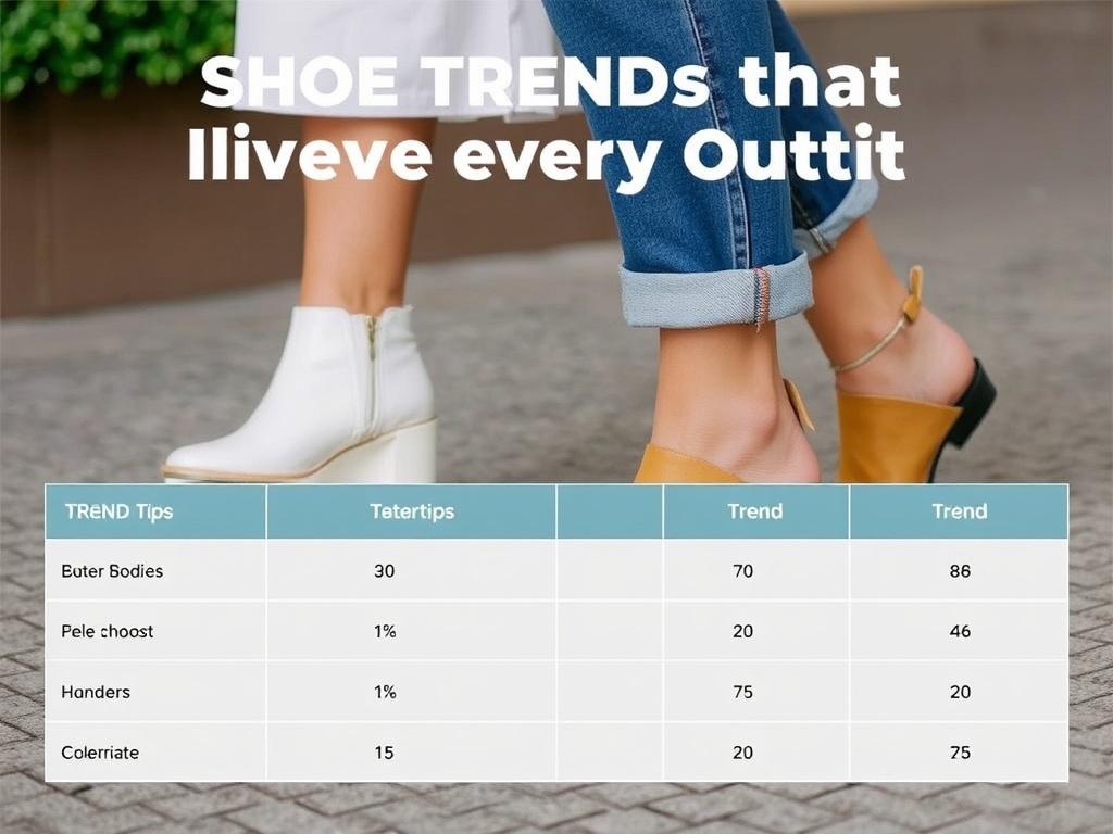     Schuh-Trends, die jedes Outfit aufwerten. Tabla comparativa de tendencias