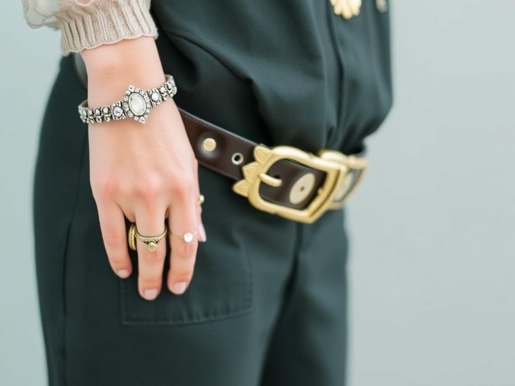     Accessoires die wirken: Statement-Schmuck und auffällige Gürtel. Consejos de compra y sostenibilidad