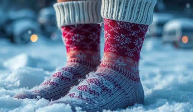 Носки с инеем: морозная красота