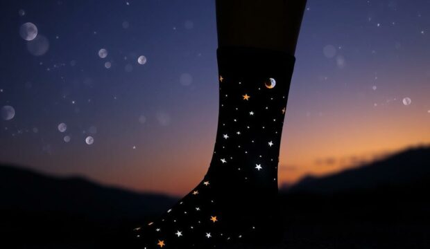Носки с луной и звёздами: ночная романтика