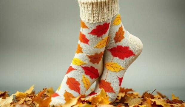 Носки с листьями: осенняя палитра