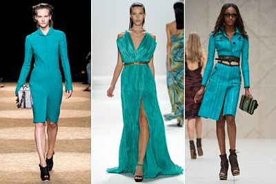 голубые цвета, мода 2012, тенденции моды весна 2012