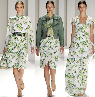 одежда с принтом птиц, показ мод, мода 2012