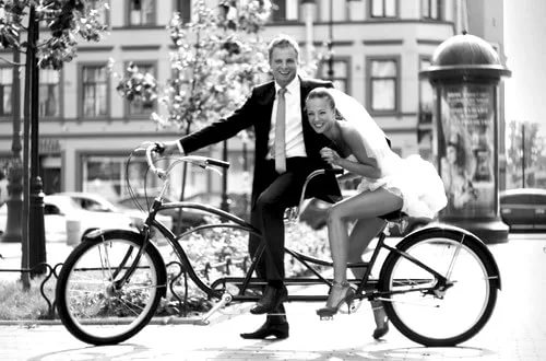 Модная свадьба на велосипедах
