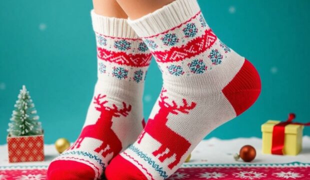 Носки с оленями: северный колорит