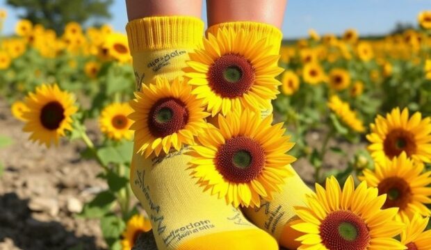 Носки с подсолнухами: солнечное настроение