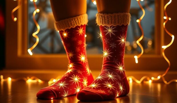 Носки с гирляндами: новогоднее сияние