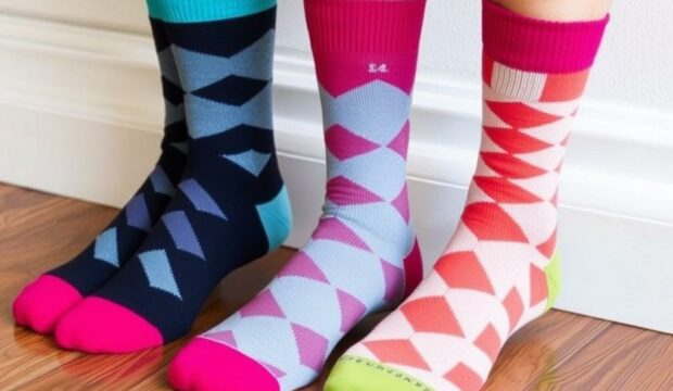 Геометрические принты на носках: смелые решения