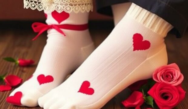 Носки с поцелуями: романтика на ногах