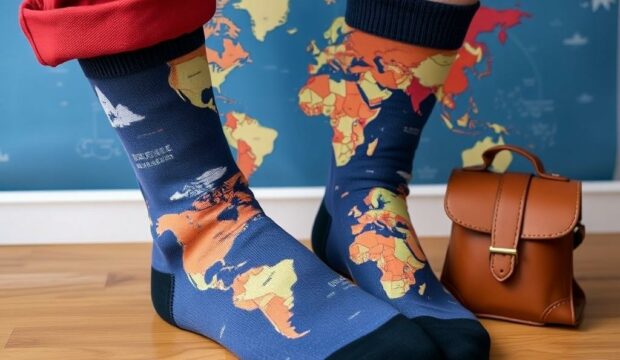 Носки с картой мира: стиль для путешественников